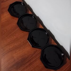 Vintage Arcoroc Octime Black Glass Coasters Set Of 4